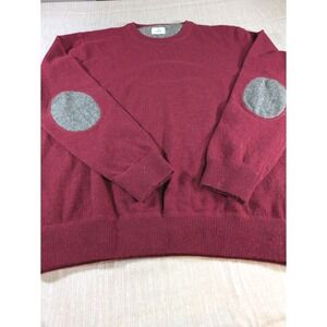 Scappino‎ Italy Men's Sweater Size L Burgundy Red Wool Blend Knit Elbow Patches